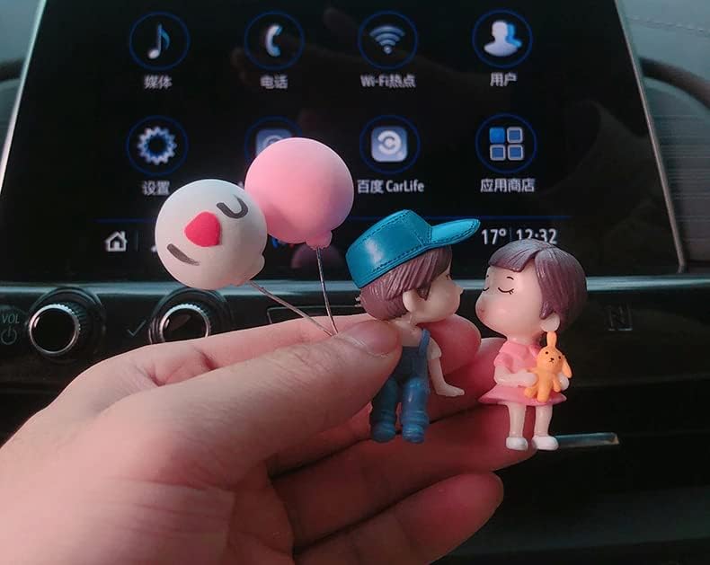 Car Interior Decoration Showpiece - Plastic Couple - I Love You with Balloon