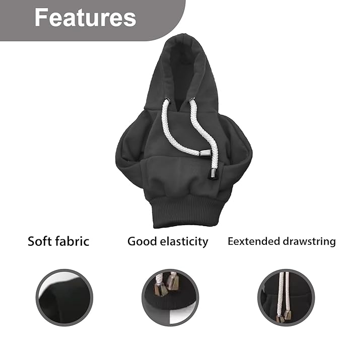 Car Gear Hoodie Cover - BLACK - Compatible for All Types, Universal Knob Cover