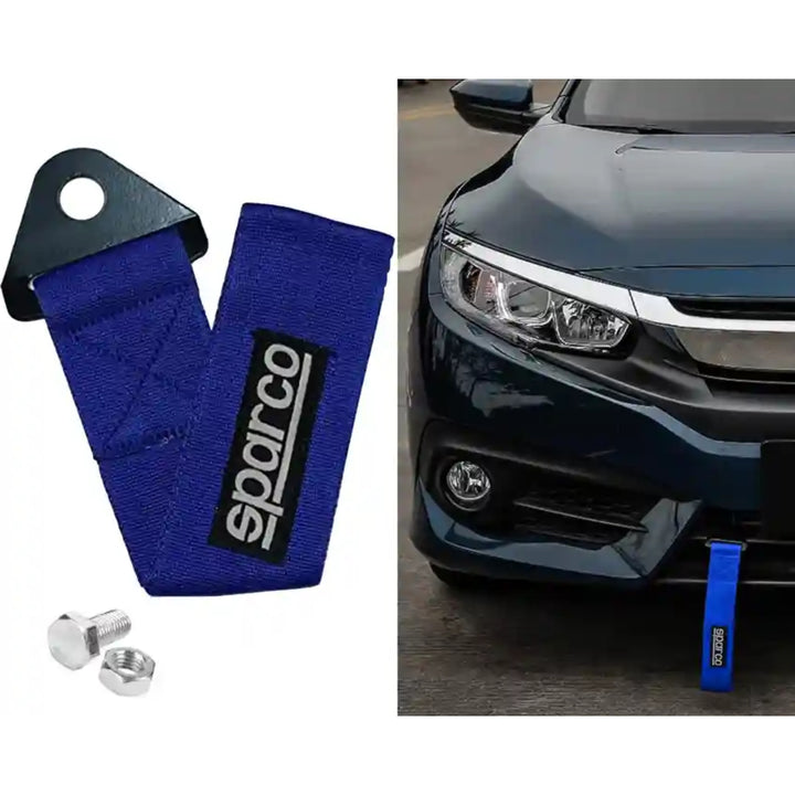 SPARCO Universal Front & Rear Tow Strap/Tow Hook Towing Belt - Blue