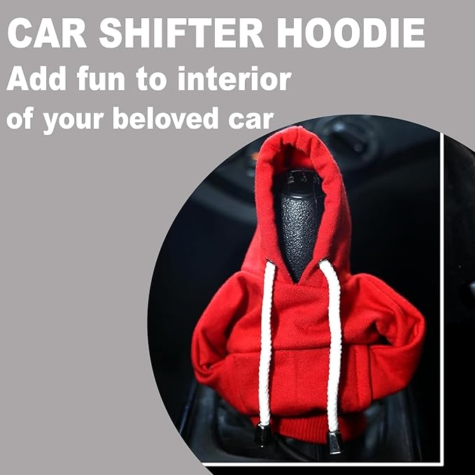 Car Gear Hoodie Cover - RED - Compatible for All Types, Universal Knob Cover