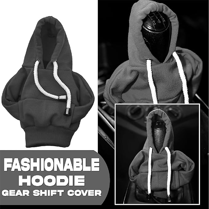 Car Gear Hoodie Cover - BLACK - Compatible for All Types, Universal Knob Cover