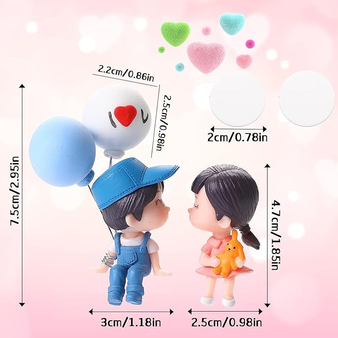 Car Interior Decoration Showpiece - Plastic Couple - I Love You with Balloon
