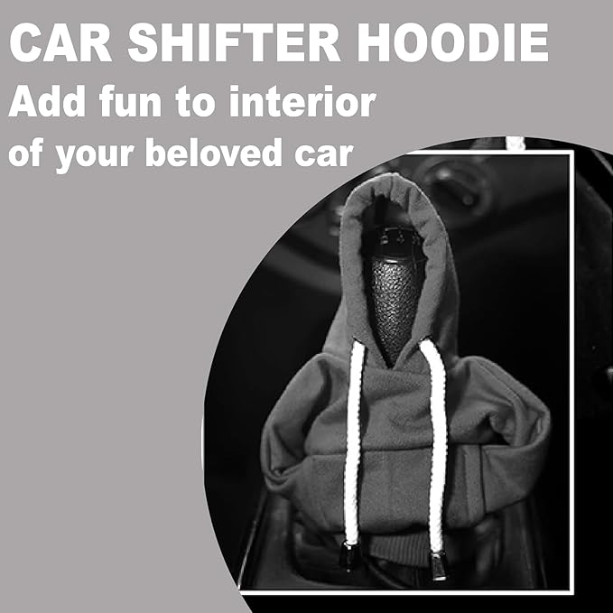 Car Gear Hoodie Cover - BLACK - Compatible for All Types, Universal Knob Cover