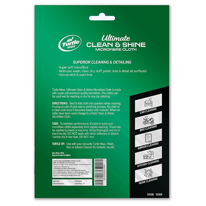 Turtle Wax Clean & Shine Microfibre Towel, 400 GSM