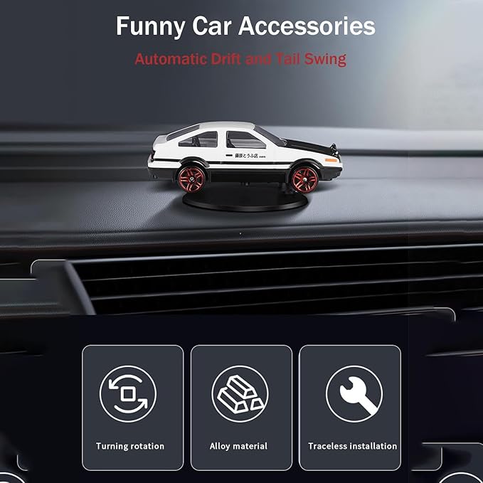 Drifting Car Model with Rotating Base - WHITE - Mini Dashboard Decoration