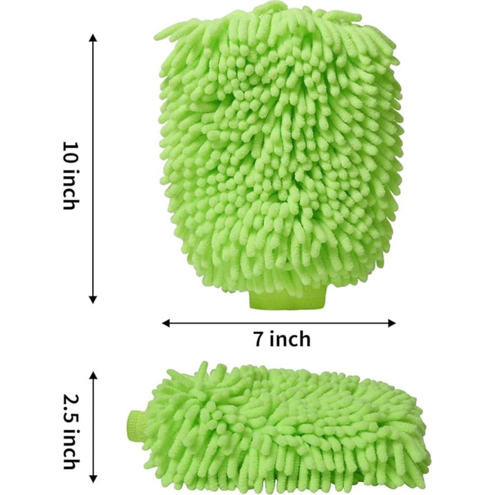 Microfiber Double Sided Car Washing Gloves (Neon Green) 10 x 7 inches